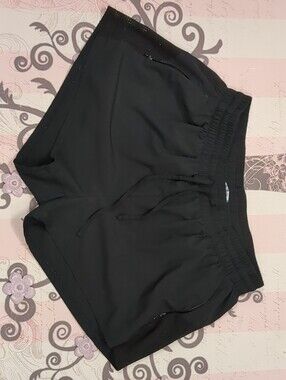 Women's Black Athletic Shorts with Elastic Waist band